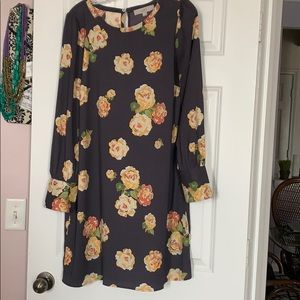 Grey and Yellow Floral Loft Dress